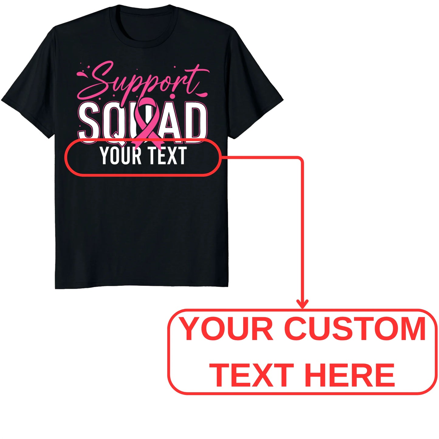 Personalized Support Squad Breast Cancer Shirt, Custom Pink Ribbon Team Tee