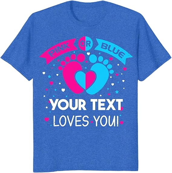 Custom Pink or Blue Gender Reveal Party T-Shirts, Personalized Family Matching Gender Fun Shirts, Daddy Mommy Loves You Tee