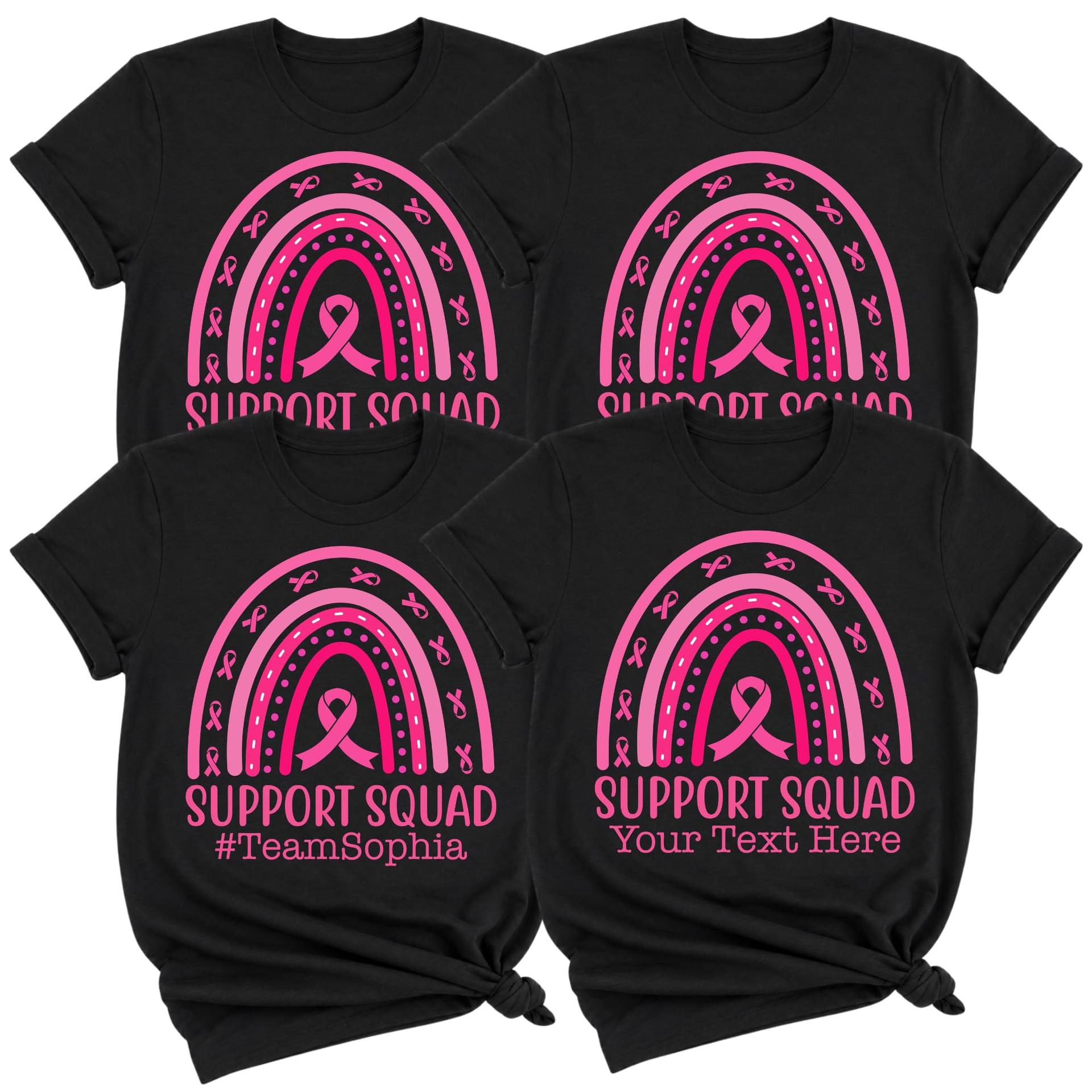 Custom Breast Cancer Support Squad Shirt Personalized Rainbow Ribbon Tee — photo 1 of 7