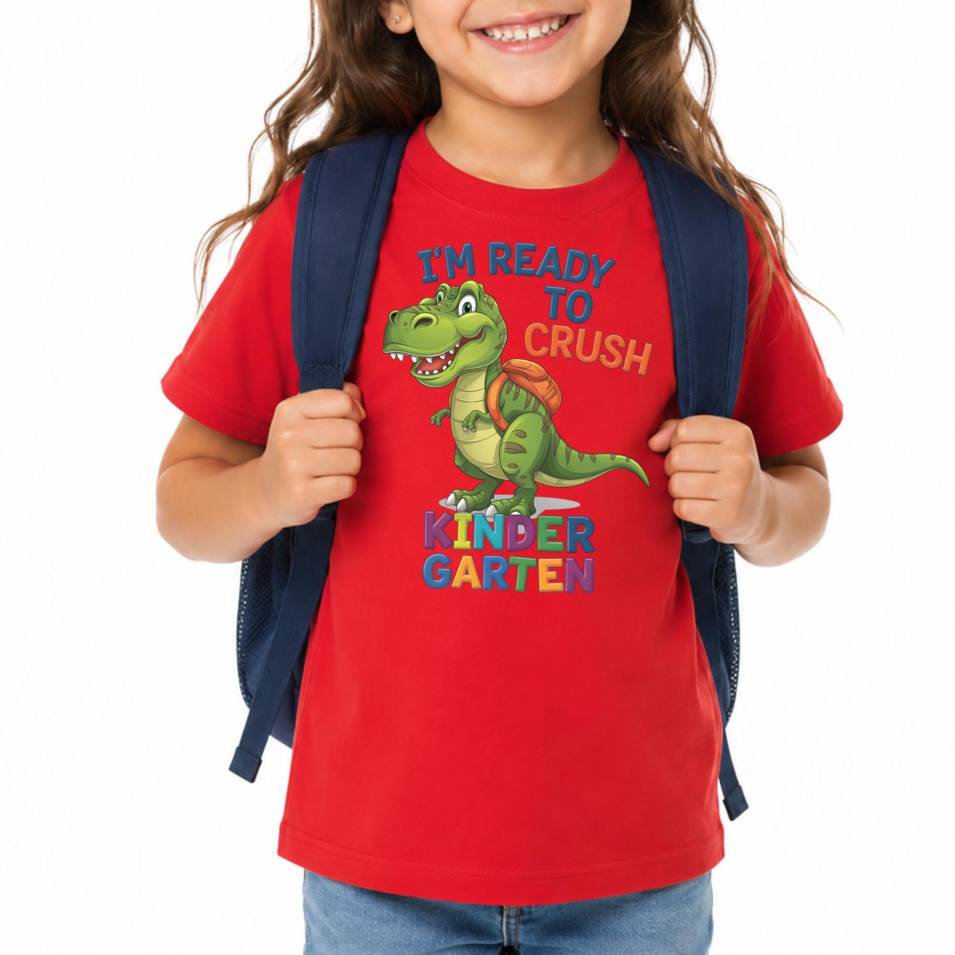 Custom Ready To Crush Kindergarten Dinosaur Backpack Shirt Kids Tee — photo 1 of 6