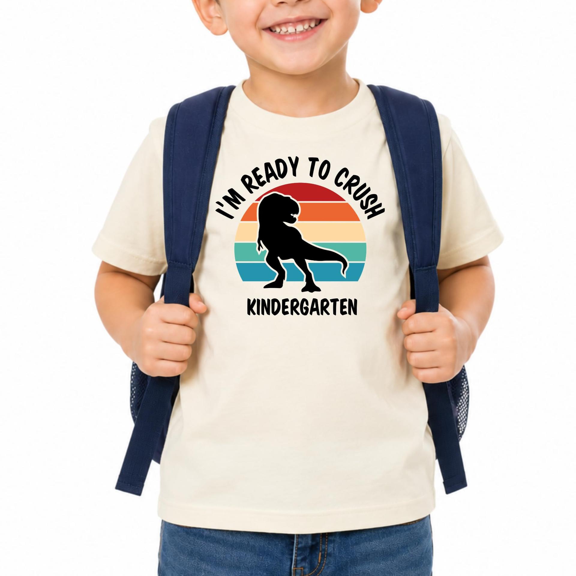 Custom Ready To Crush Kindergarten Retro Dinosaur Shirt Kids Tee — photo 1 of 6