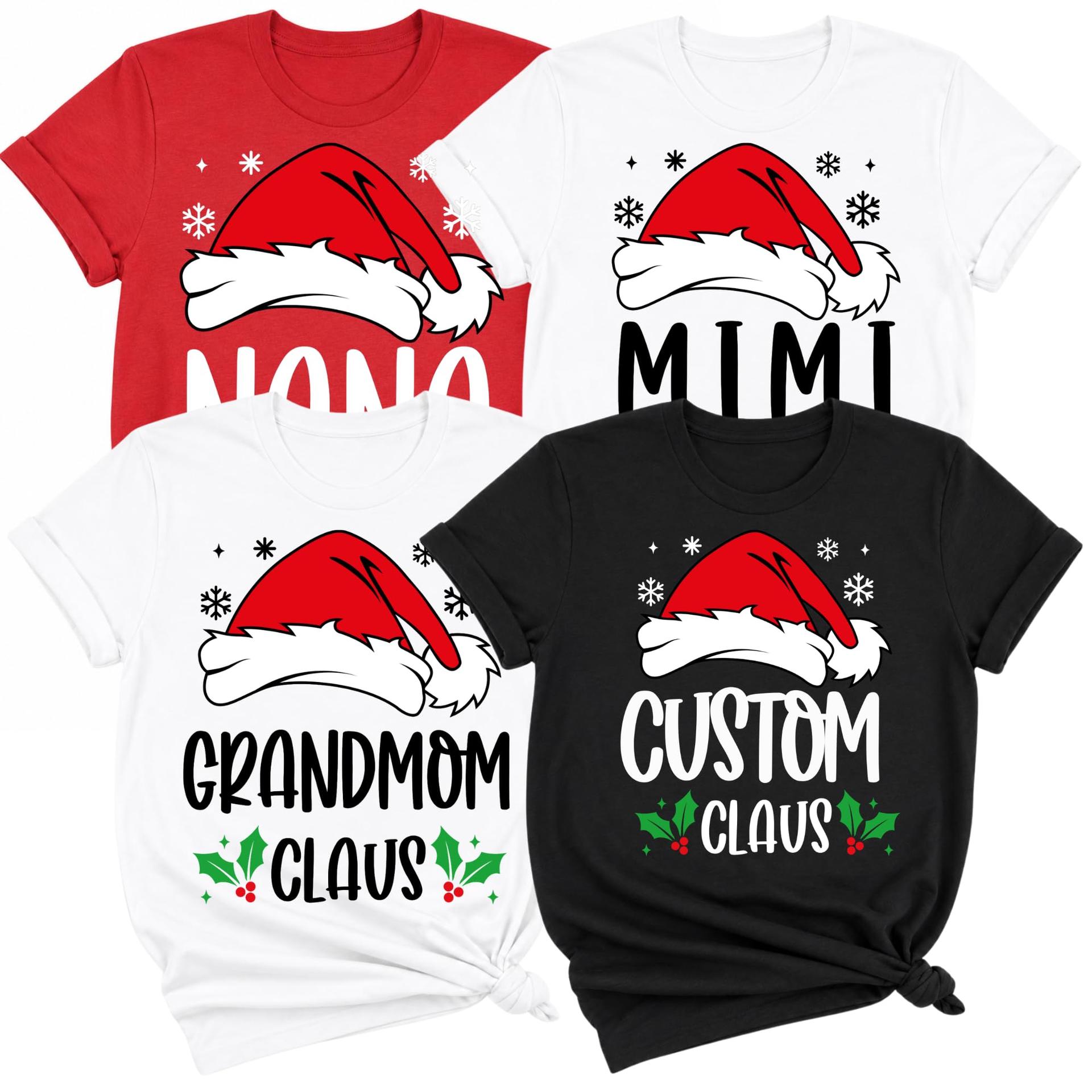 Custom Claus Family Christmas Shirt, Personalized Matching Holiday Xmas Tee — photo 1 of 6