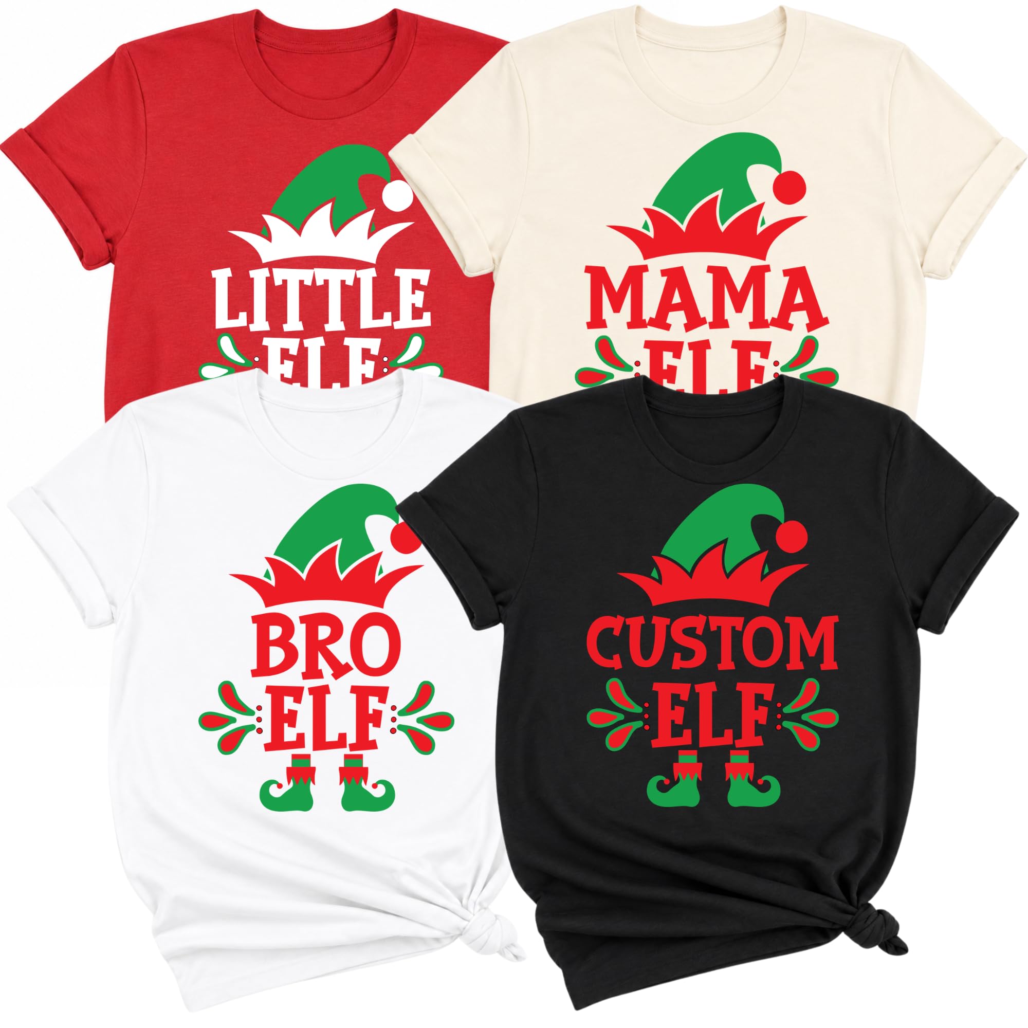 Custom Elf Family Christmas Matching Shirts, Personalized Xmas Holiday Tee (Design 4) — photo 1 of 6