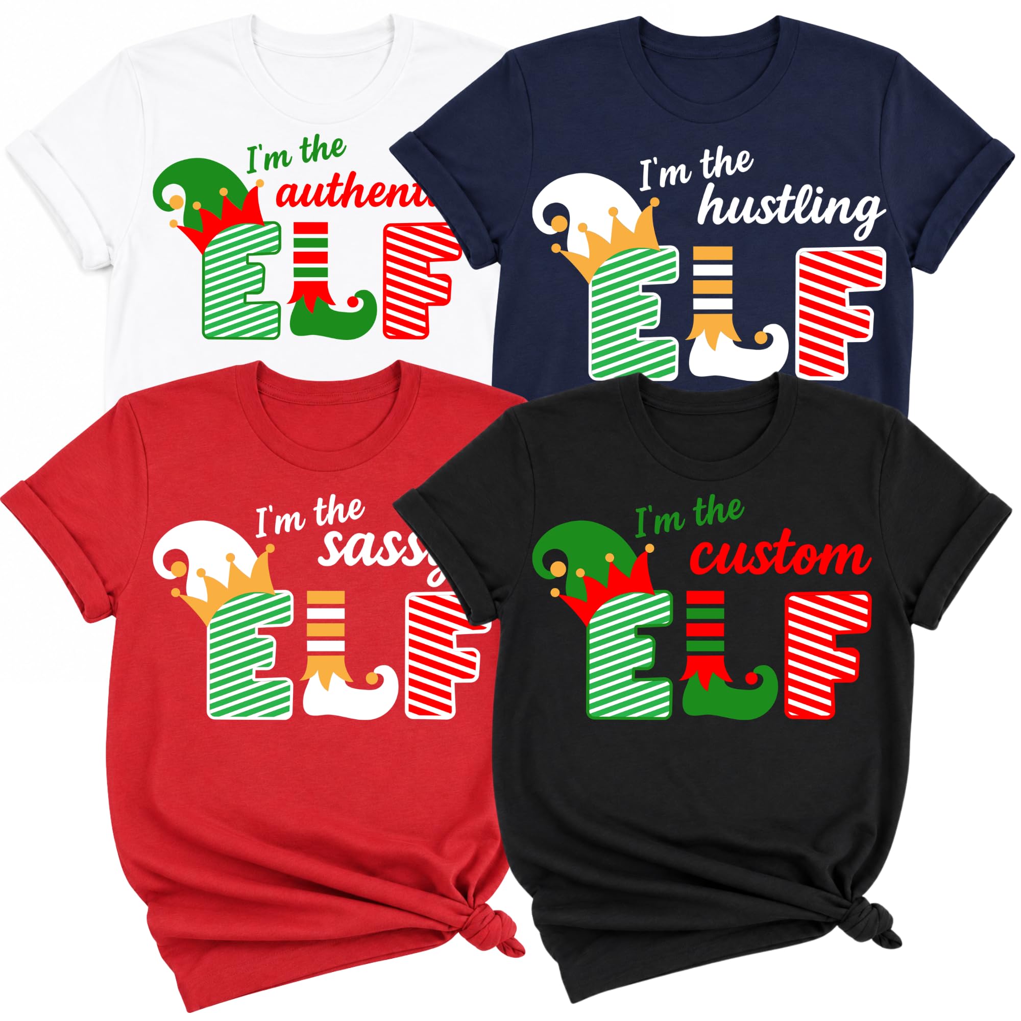 Custom Elf Family Christmas Matching Shirts, Personalized Xmas Holiday Tee (Design 5) — photo 1 of 6