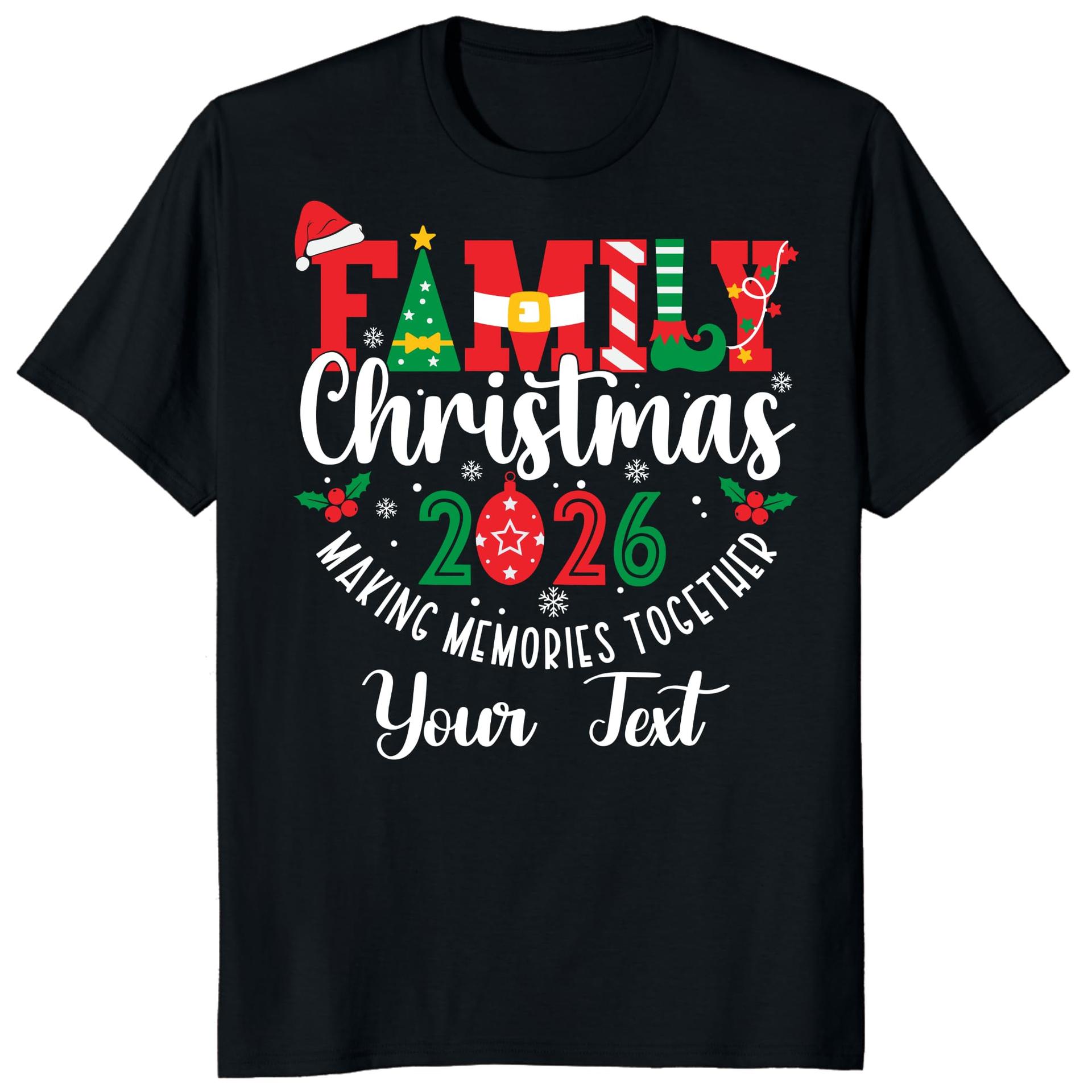 Custom Family Christmas 2026 Matching Shirts, Xmas Eve Family Pajamas Tee (Design 3) — photo 1 of 6