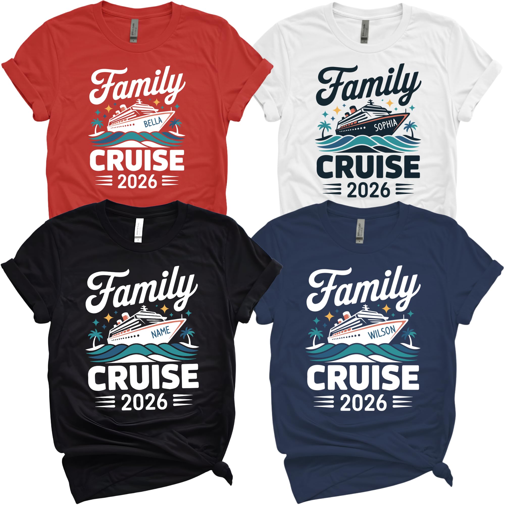 Custom Family Cruise 2026 Shirt Personalized Ship Waves Tee — photo 1 of 9