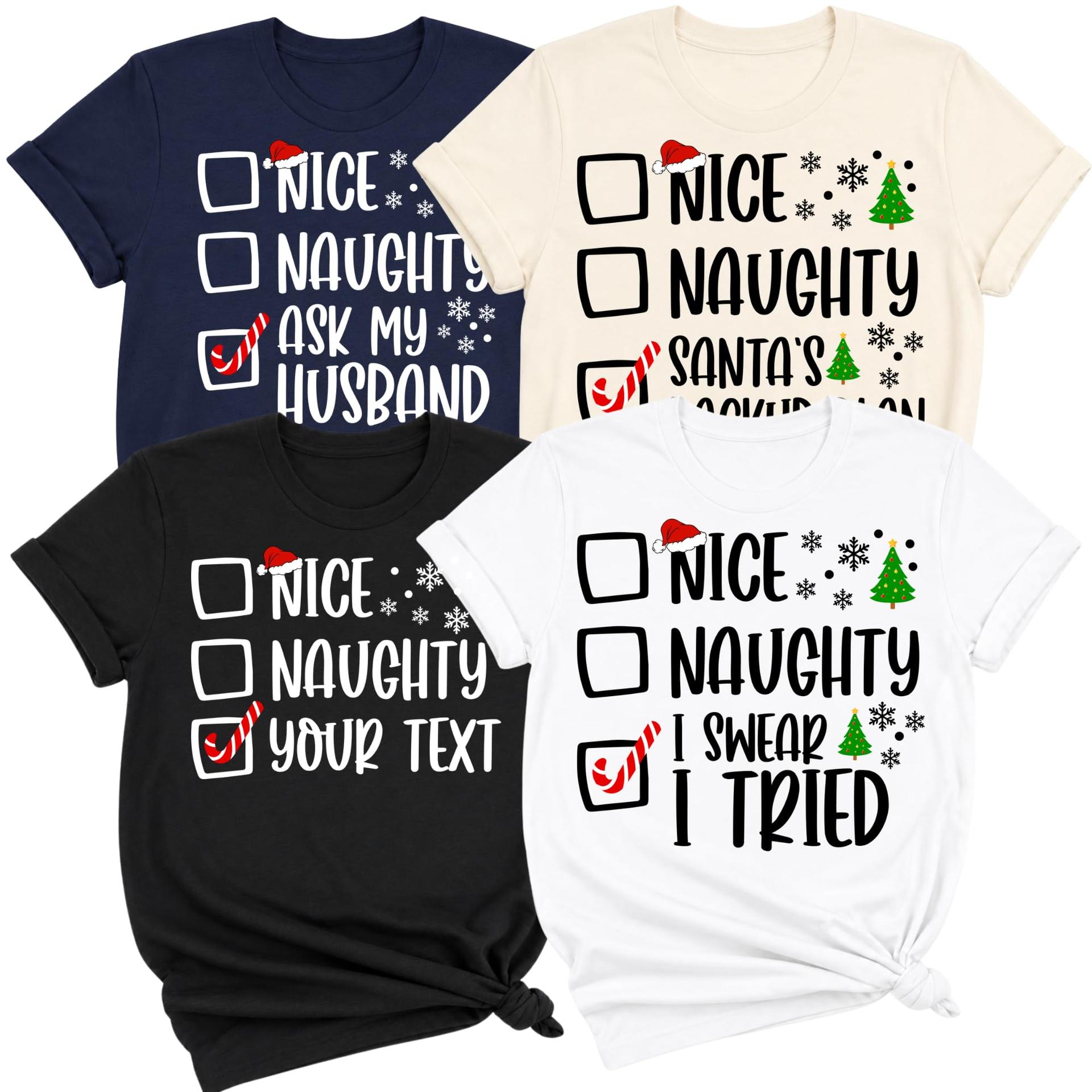 Custom Nice or Naughty Christmas Matching Shirts Checklist Funny Apparels (Design 2) — photo 1 of 8