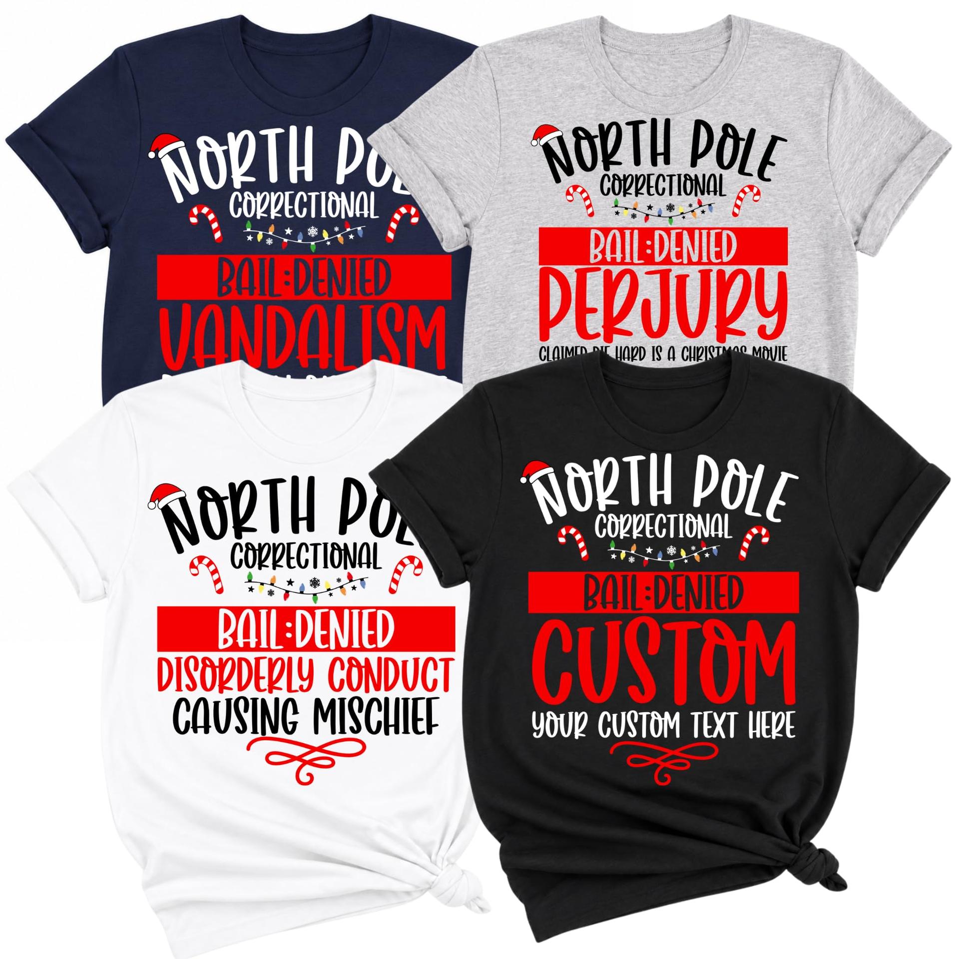 Custom North Pole Correctional Christmas Family Matching Shirts 60 Quotes (Design 5) — photo 1 of 9