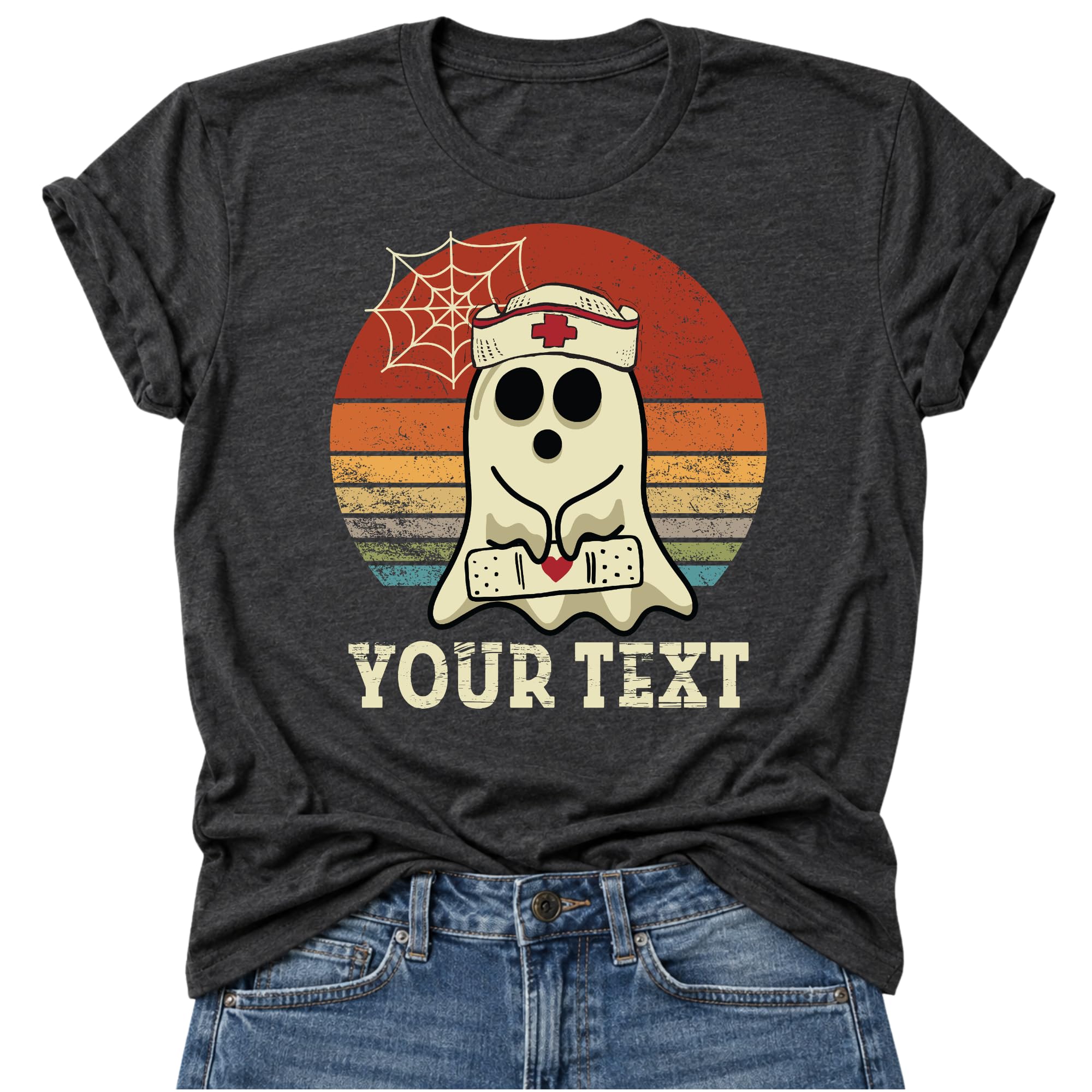 Custom Nurse Ghost Halloween Shirt Personalized Retro Medical Team Tee — photo 1 of 9