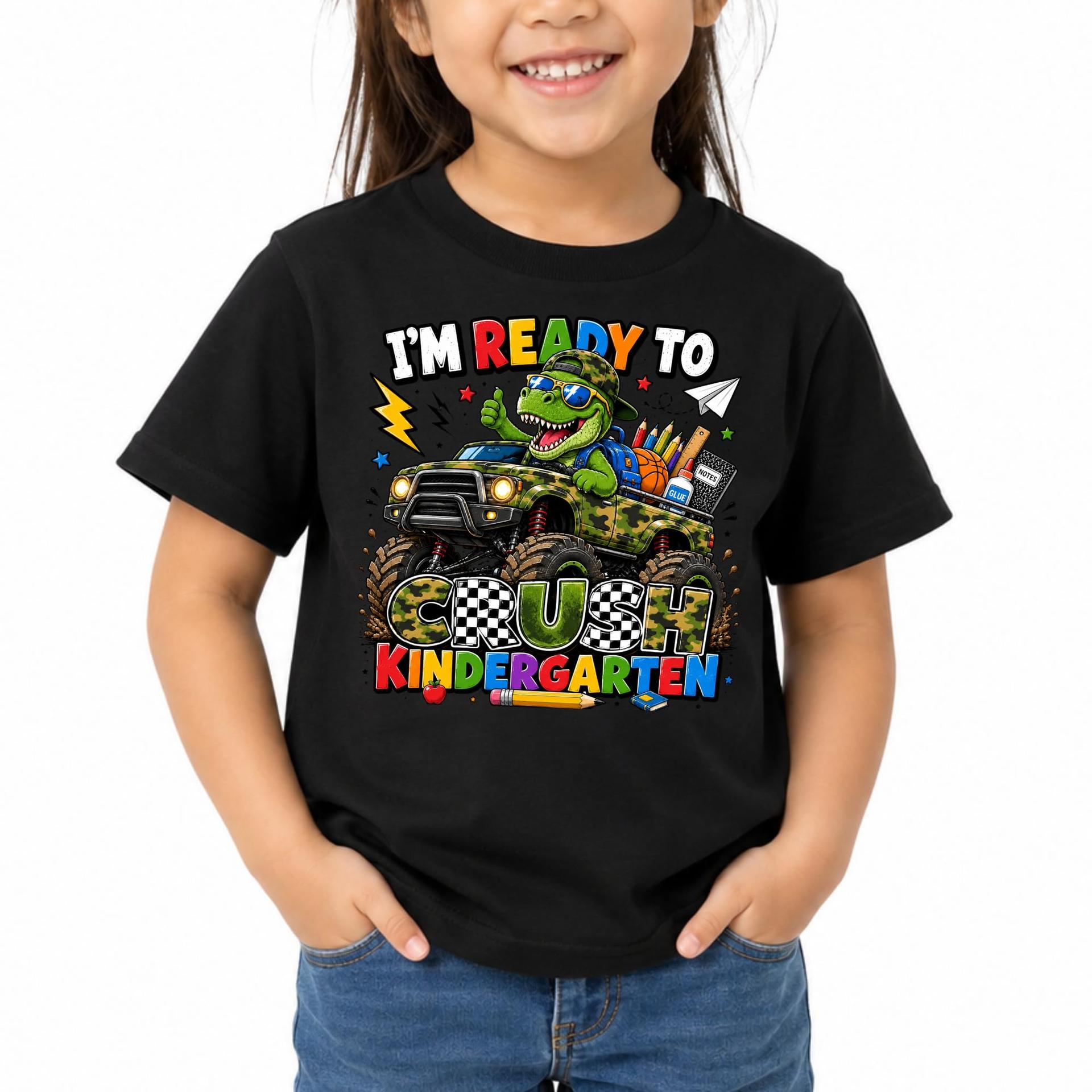 Custom Ready To Crush Kindergarten Dinosaur Truck Shirt Kids Tee — photo 1 of 6