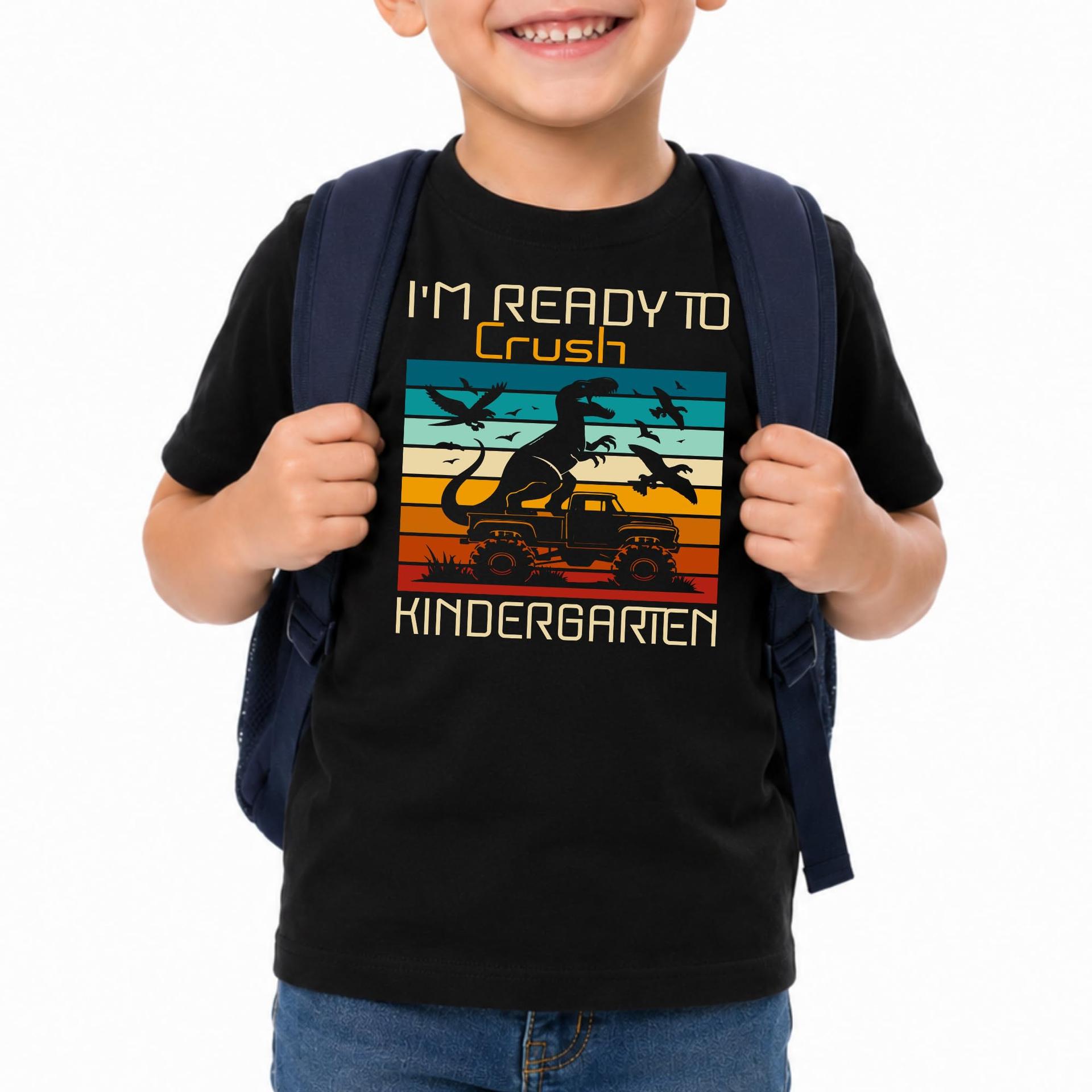 Custom Ready To Crush Kindergarten Dinosaur Truck Sunset Kids Tee — photo 1 of 6