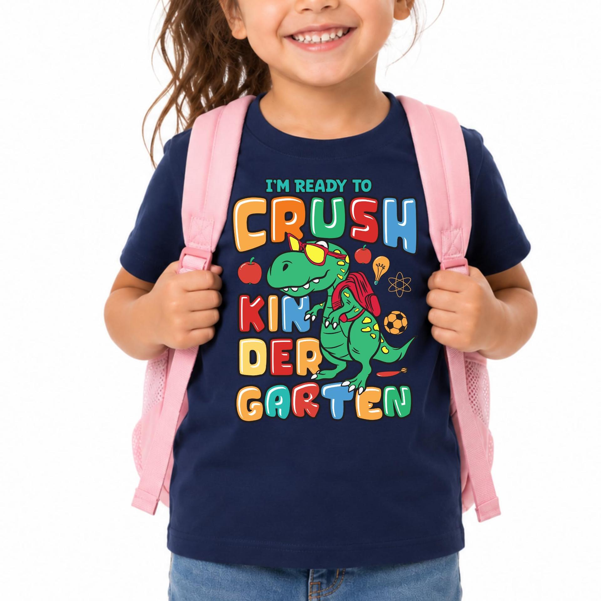 Custom Ready To Crush Kindergarten Sports Dinosaur Shirt Kids Tee — photo 1 of 6