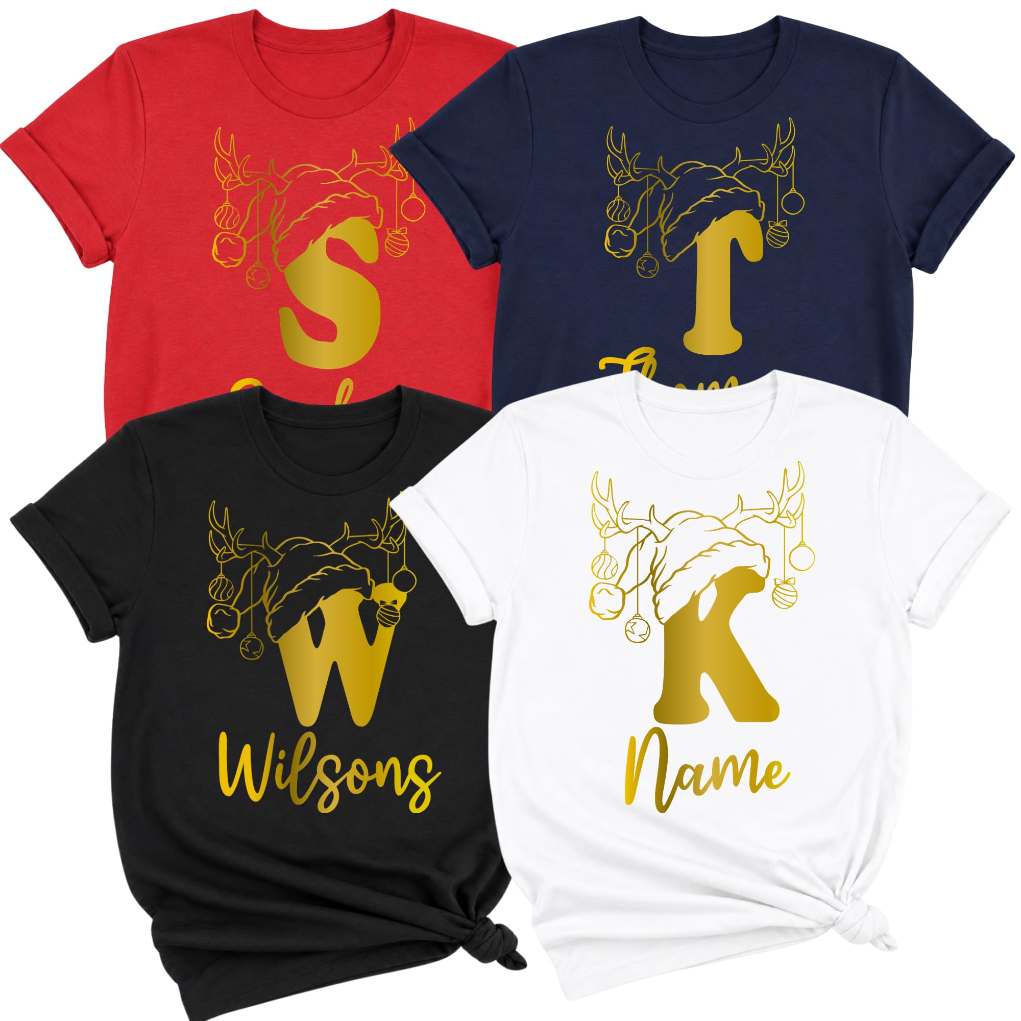 Personalized Christmas Initial Shirt with Custom Name Monogram Xmas Tee (Design 4) — photo 1 of 7