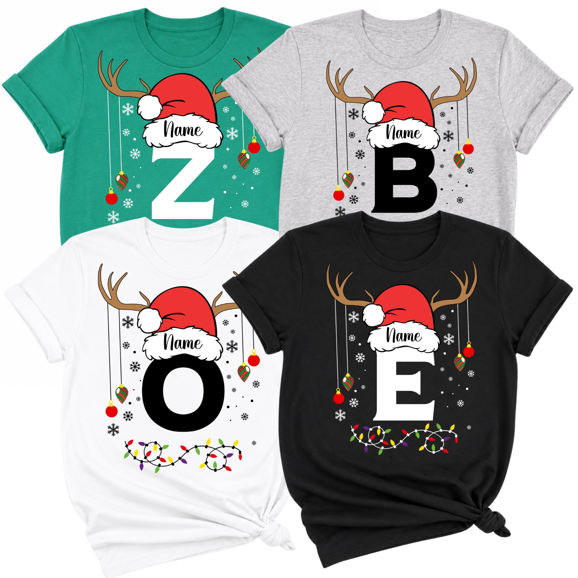 Personalized Christmas Initial Shirt with Custom Name Monogram Xmas Tee (Design 5) — photo 1 of 6