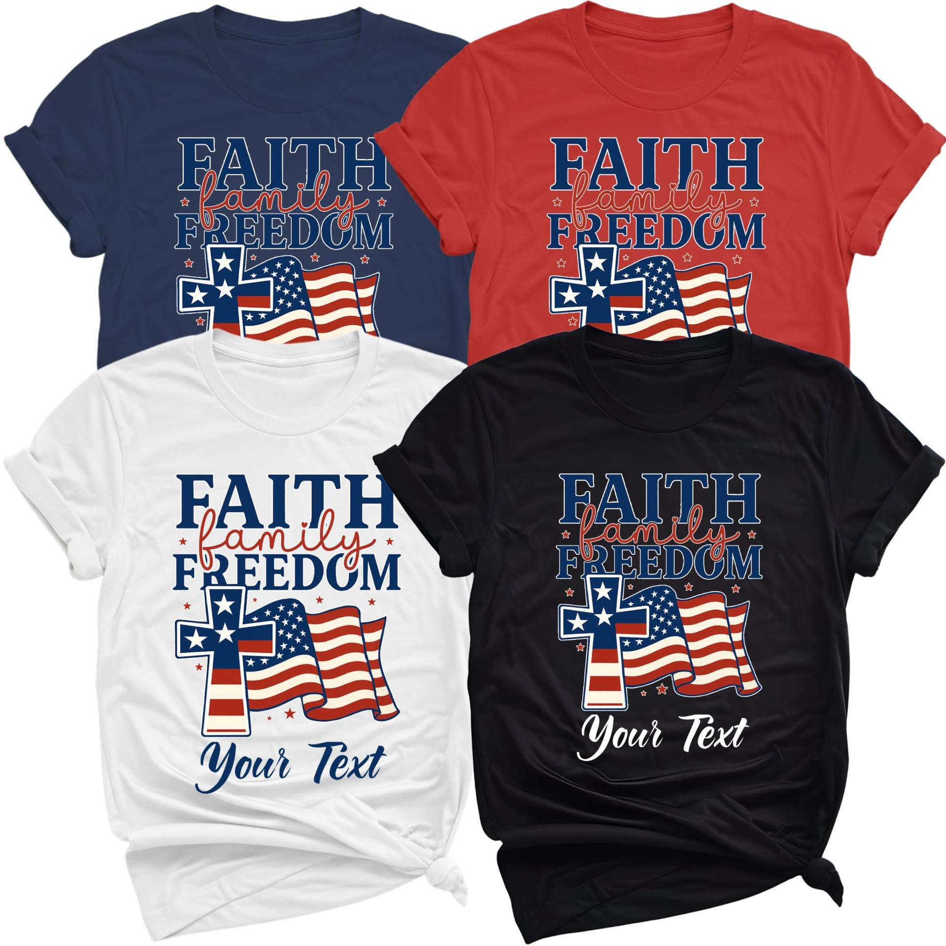 Personalized Faith Family Freedom Shirt Custom Patriotic Cross Tee — photo 1 of 9