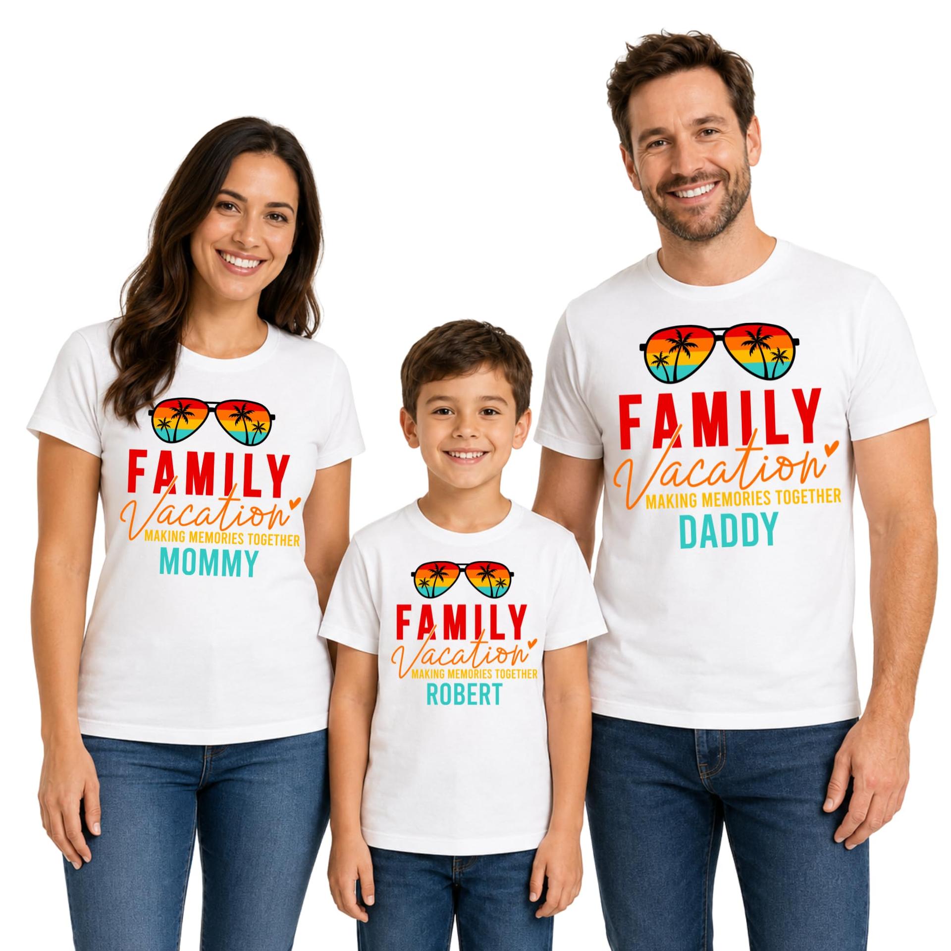 Personalized Family Vacation Shirts Colorful Sunglasses Matching Tee — photo 1 of 7