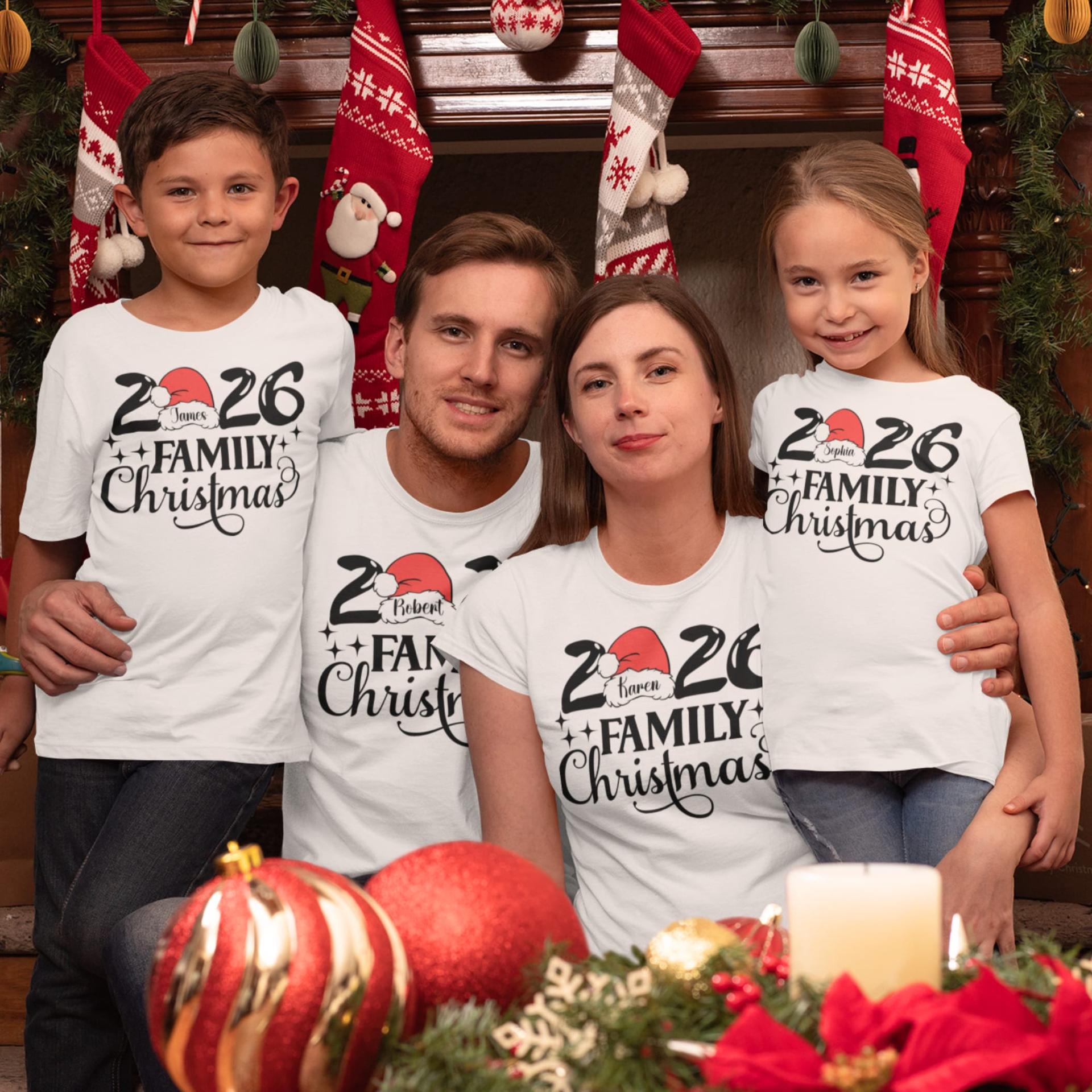Custom Family Christmas 2026 Matching Shirts, Xmas Eve Family Pajamas Tee (Design 9) — photo 1 of 7