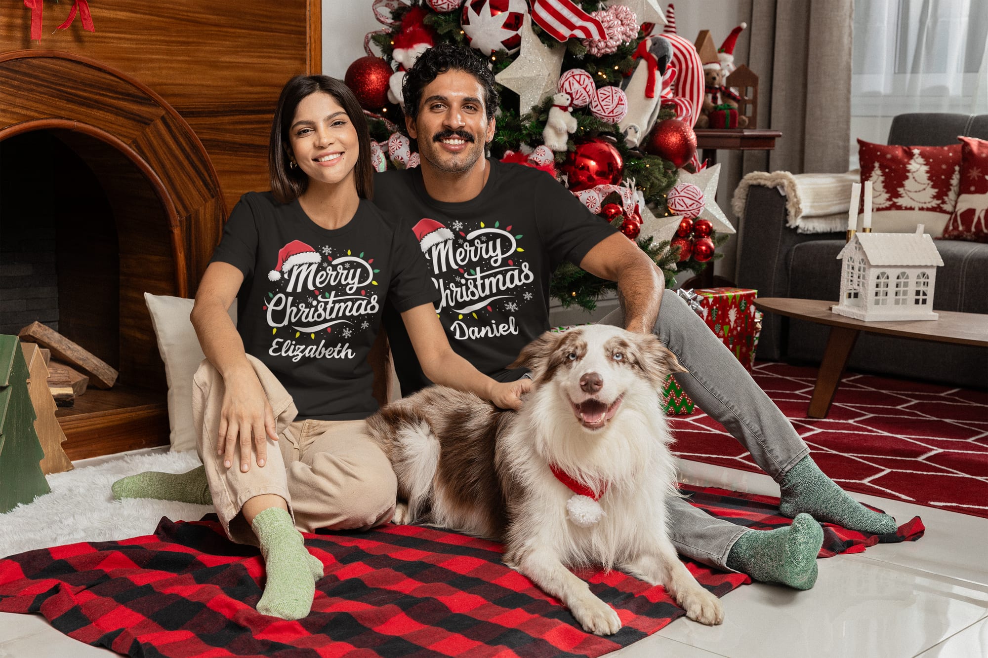 Custom Merry Christmas Family Shirt Xmas Holiday Matching Tee Add Your Text (Design 5) — photo 1 of 9