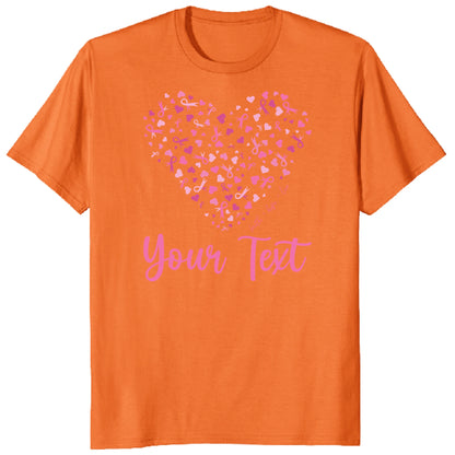 Custom Breast Cancer Support Heart Shirt, Personalized Pink Ribbon Team Tee