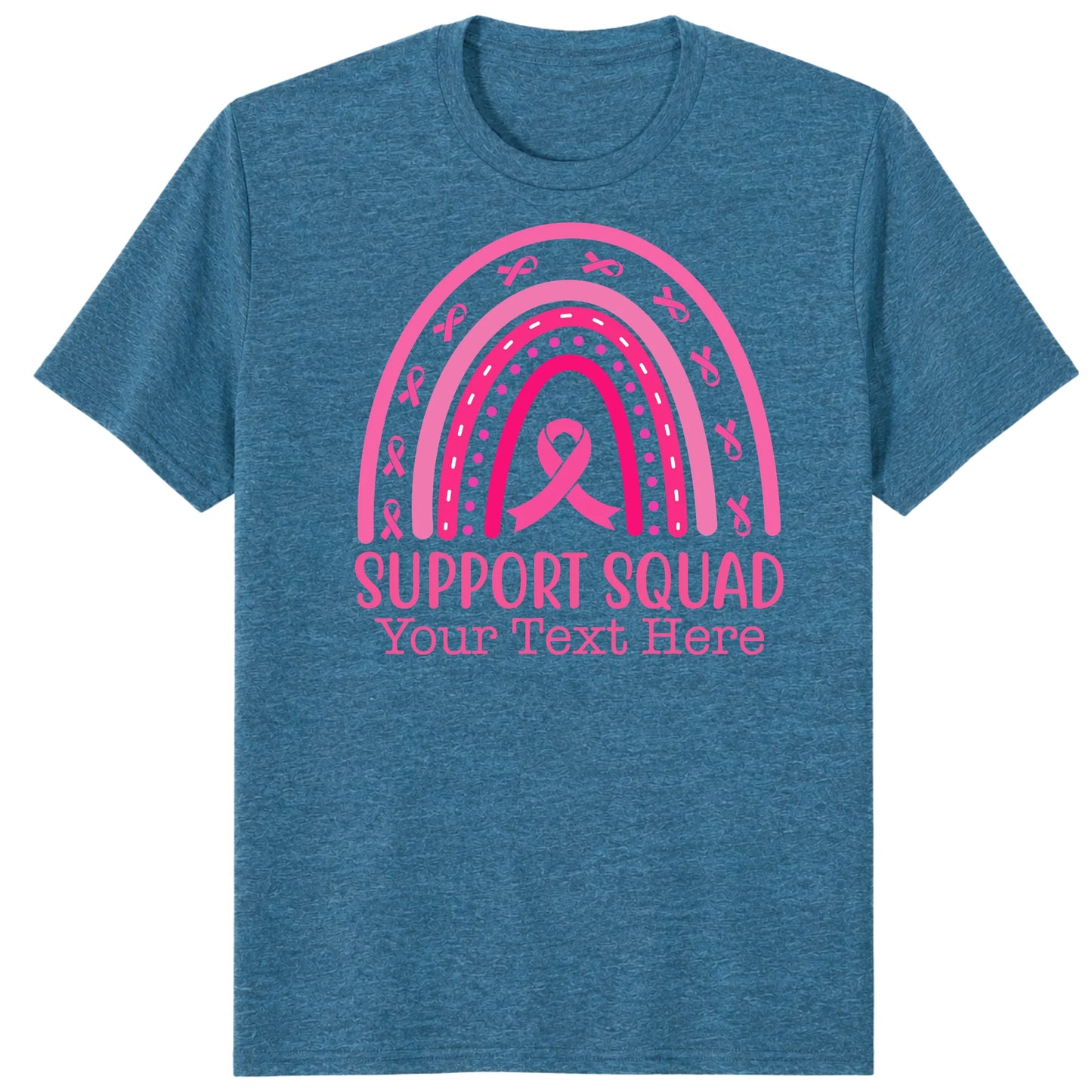 Custom Breast Cancer Support Squad Rainbow Shirt, Personalized Pink Ribbon Tee