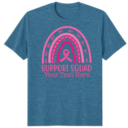 Custom Breast Cancer Support Squad Rainbow Shirt, Personalized Pink Ribbon Tee