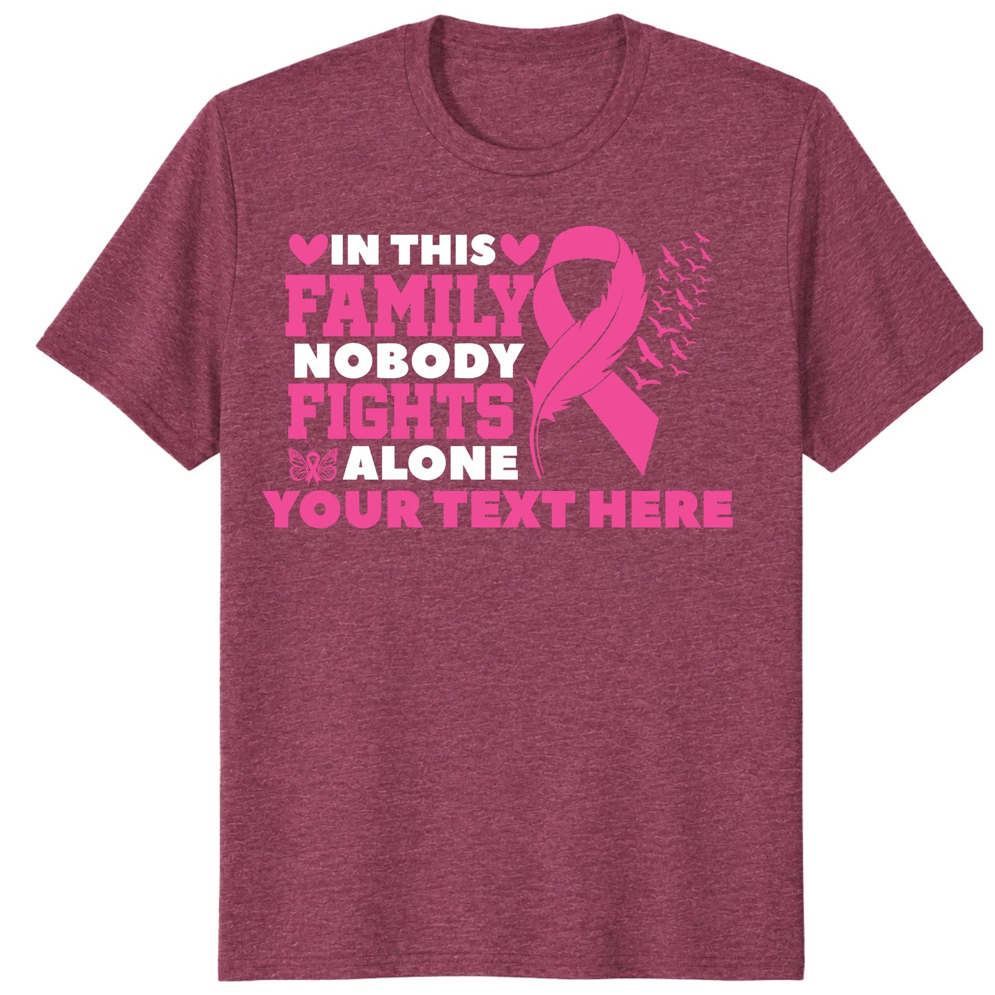 Custom In This Family Nobody Fights Alone Shirt, Personalized Breast Cancer Support Tee