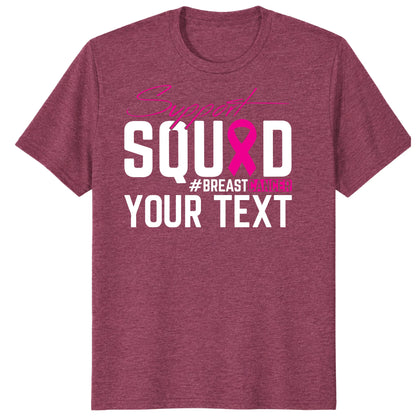 Custom Breast Cancer Support Squad for My Warrior Shirt, Personalized Pink Ribbon Support Tee