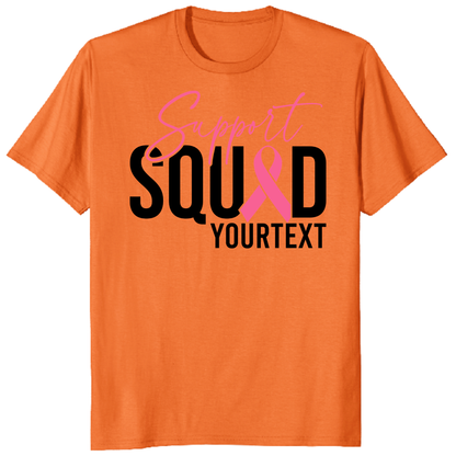 Custom Breast Cancer Support Squad Shirt, Personalized Pink Ribbon Team Tee