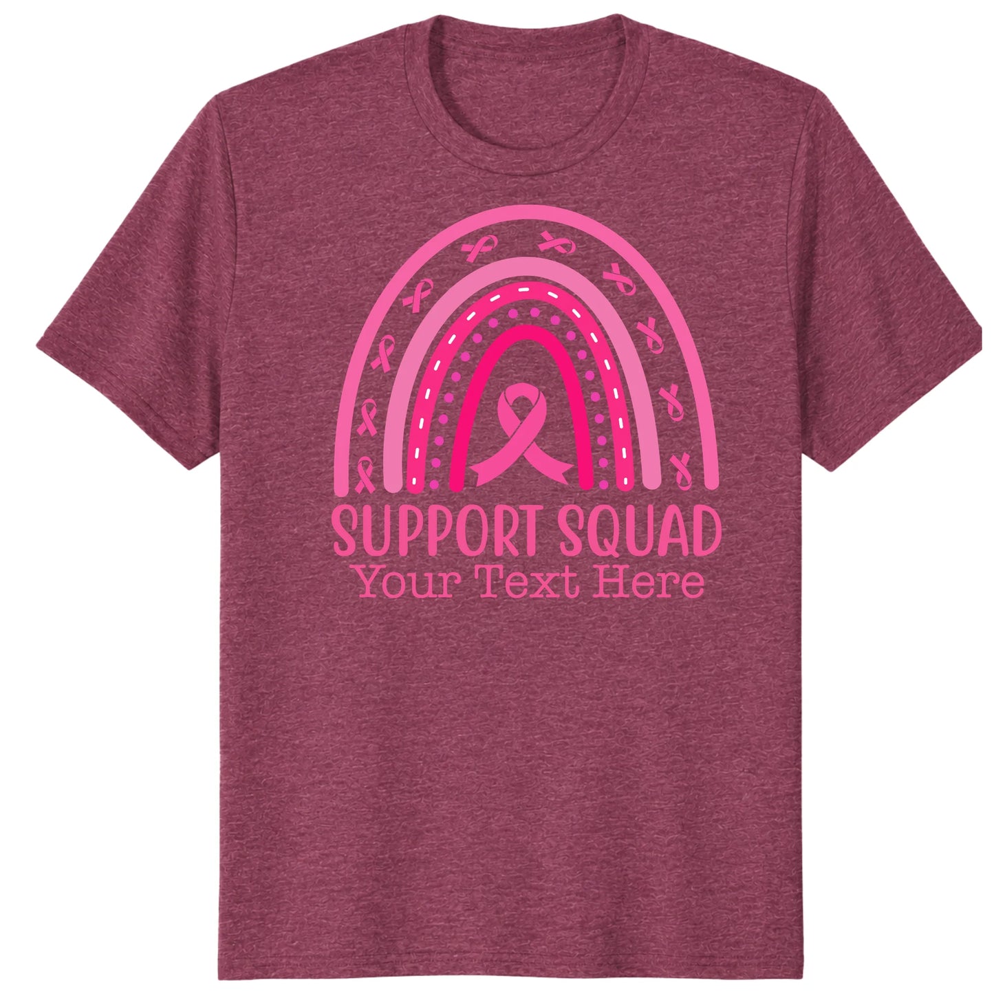 Custom Breast Cancer Support Squad Rainbow Shirt, Personalized Pink Ribbon Tee