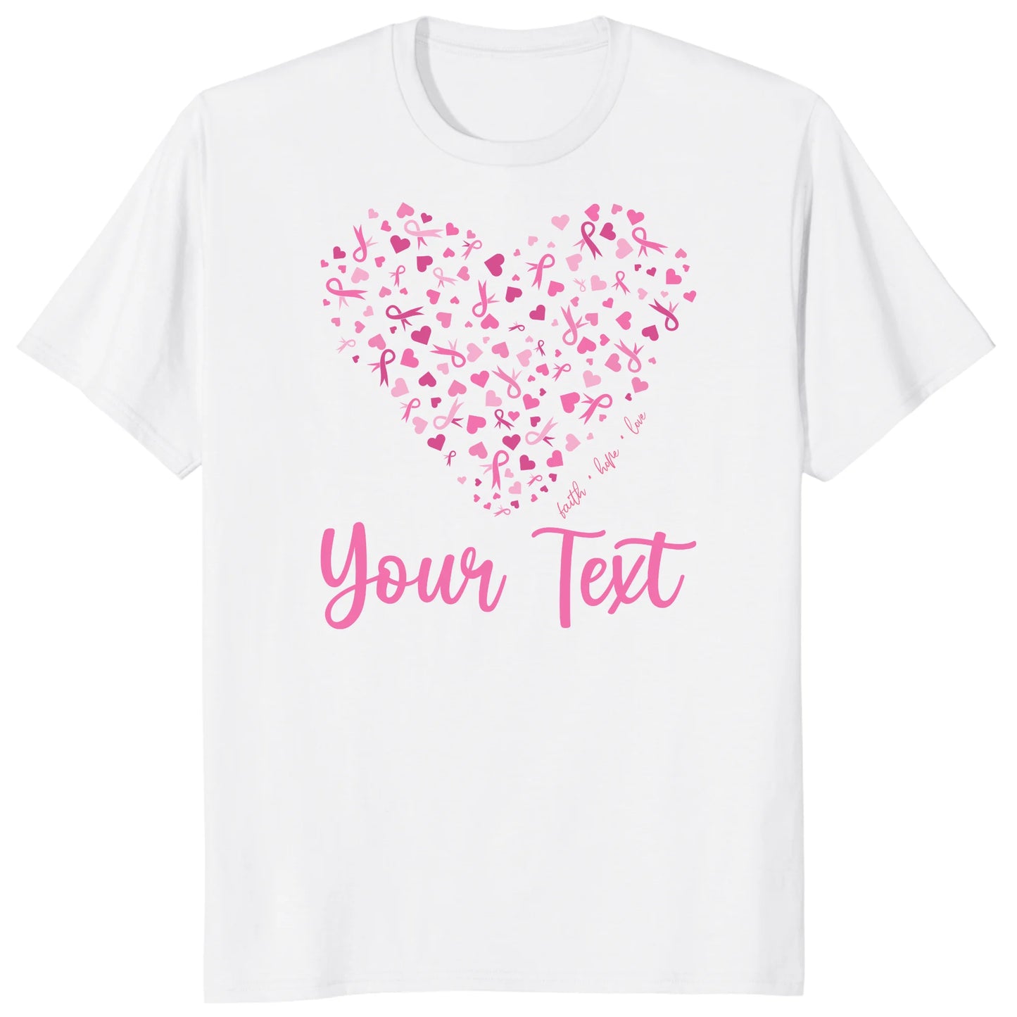 Custom Breast Cancer Support Heart Shirt, Personalized Pink Ribbon Team Tee