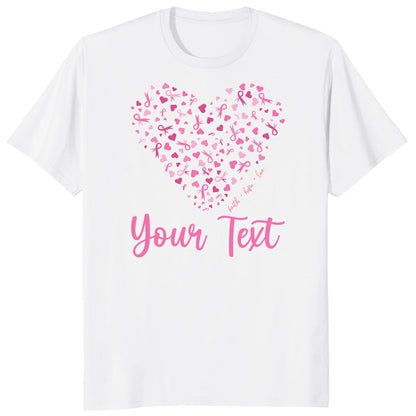 Custom Breast Cancer Support Heart Shirt, Personalized Pink Ribbon Team Tee