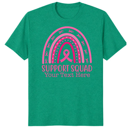 Custom Breast Cancer Support Squad Rainbow Shirt, Personalized Pink Ribbon Tee