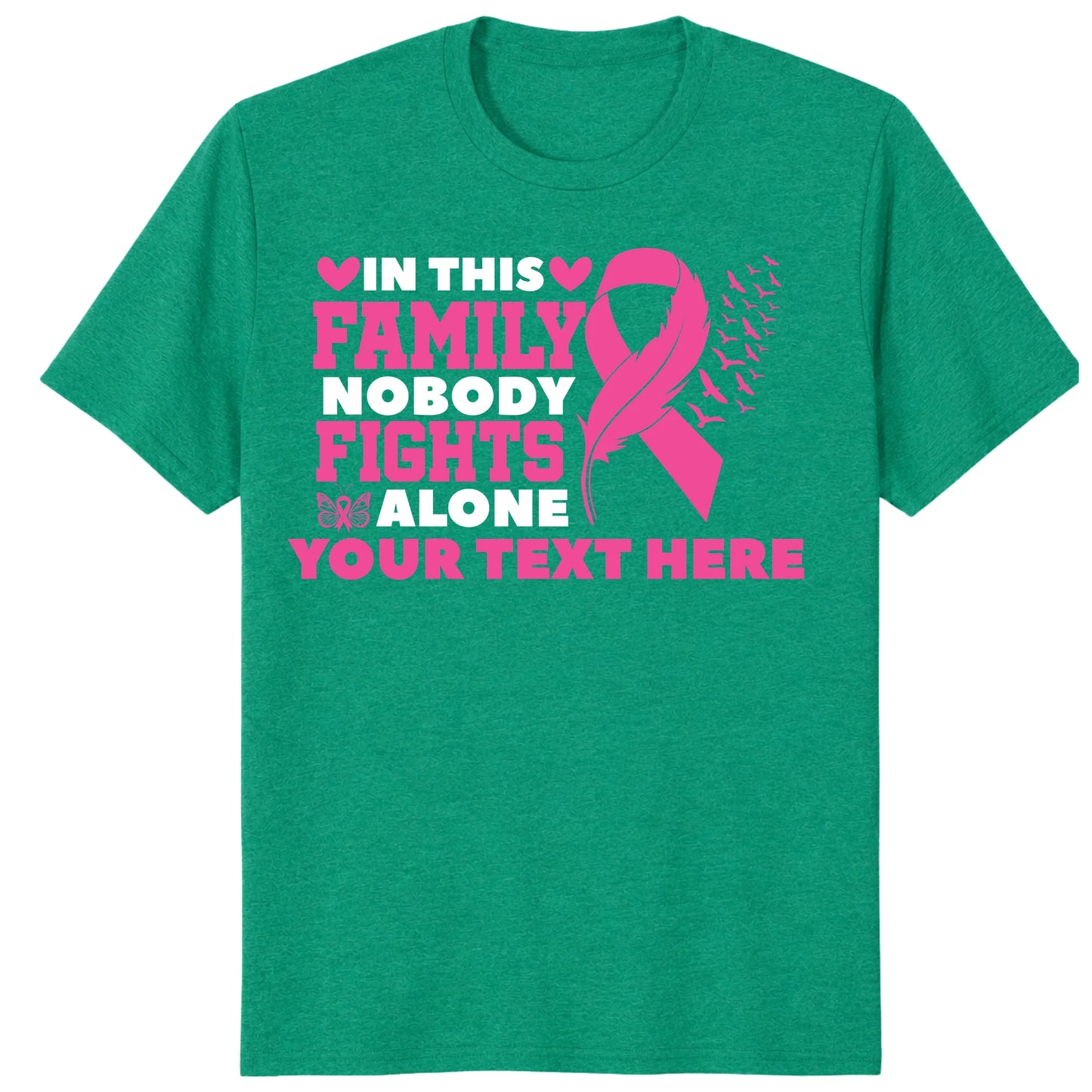 Custom In This Family Nobody Fights Alone Shirt, Personalized Breast Cancer Support Tee