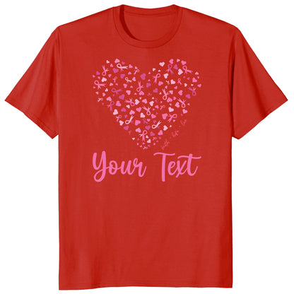 Custom Breast Cancer Support Heart Shirt, Personalized Pink Ribbon Team Tee