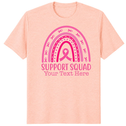 Custom Breast Cancer Support Squad Rainbow Shirt, Personalized Pink Ribbon Tee