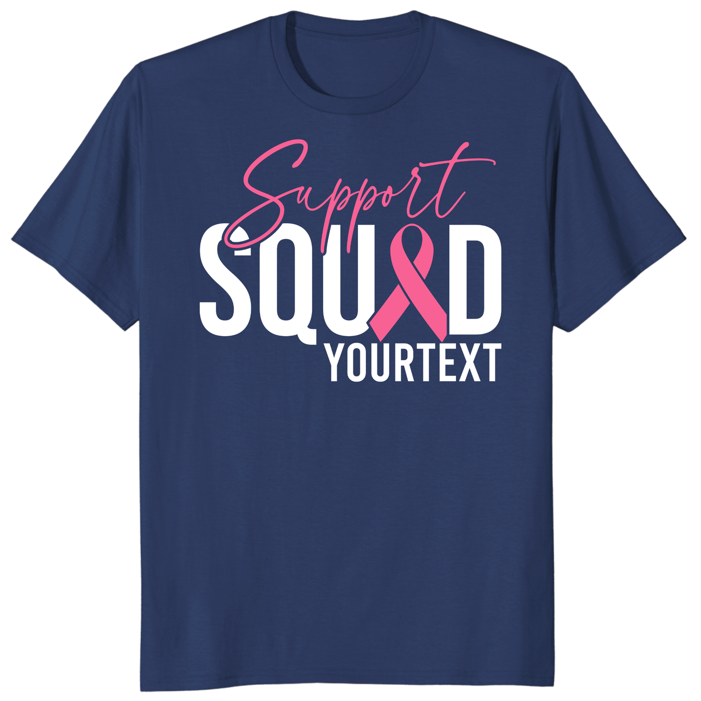 Custom Breast Cancer Support Squad Shirt, Personalized Pink Ribbon Team Tee