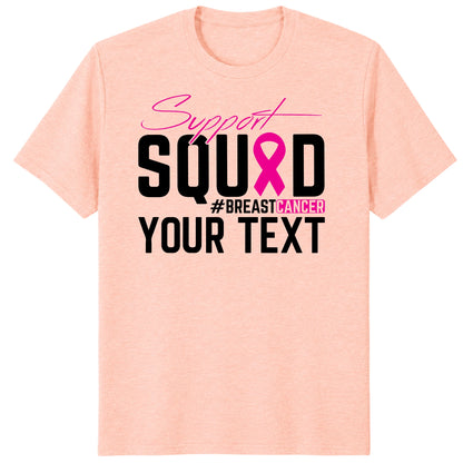Custom Breast Cancer Support Squad for My Warrior Shirt, Personalized Pink Ribbon Support Tee