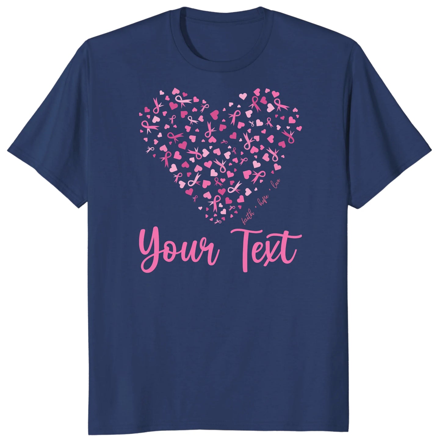 Custom Breast Cancer Support Heart Shirt, Personalized Pink Ribbon Team Tee