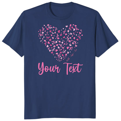 Custom Breast Cancer Support Heart Shirt, Personalized Pink Ribbon Team Tee