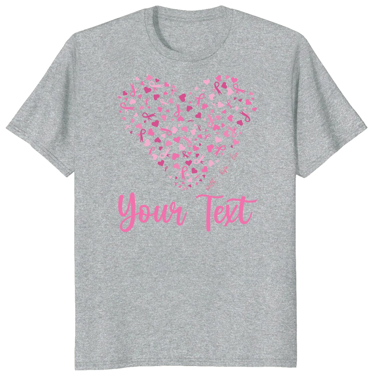 Custom Breast Cancer Support Heart Shirt, Personalized Pink Ribbon Team Tee