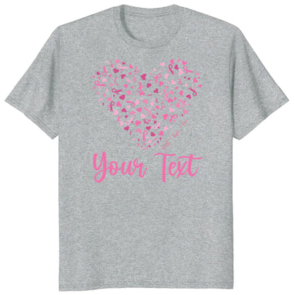 Custom Breast Cancer Support Heart Shirt, Personalized Pink Ribbon Team Tee