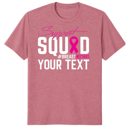 Custom Breast Cancer Support Squad for My Warrior Shirt, Personalized Pink Ribbon Support Tee