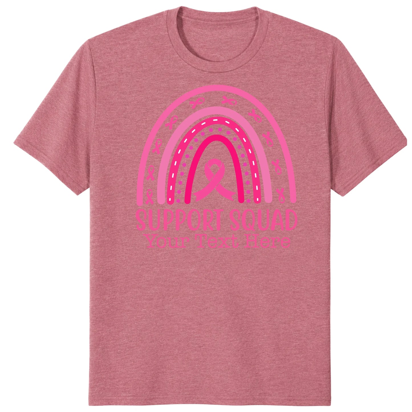 Custom Breast Cancer Support Squad Rainbow Shirt, Personalized Pink Ribbon Tee