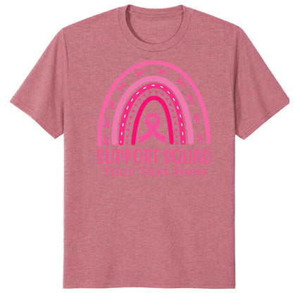 Custom Breast Cancer Support Squad Rainbow Shirt, Personalized Pink Ribbon Tee