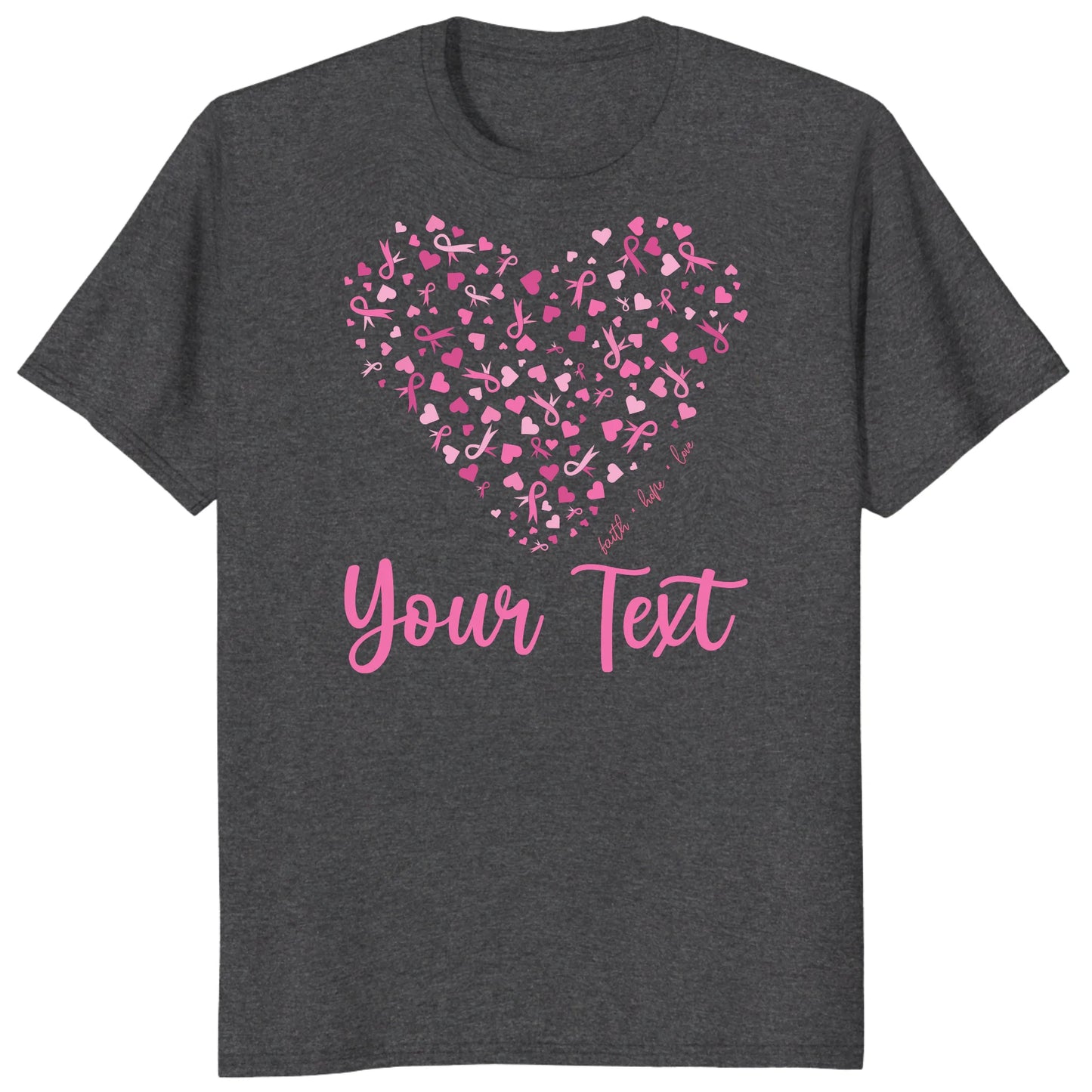 Custom Breast Cancer Support Heart Shirt, Personalized Pink Ribbon Team Tee