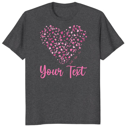 Custom Breast Cancer Support Heart Shirt, Personalized Pink Ribbon Team Tee