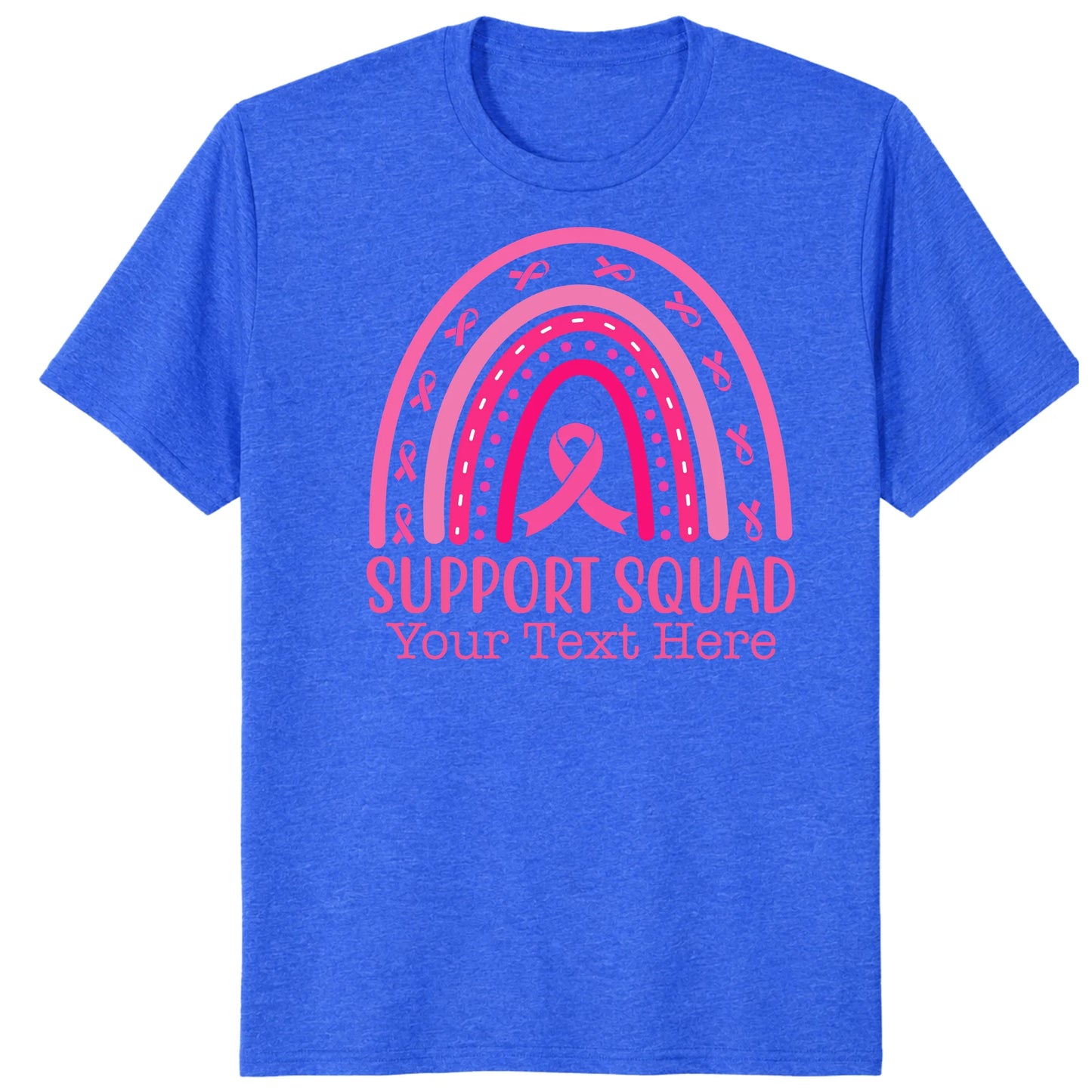 Custom Breast Cancer Support Squad Rainbow Shirt, Personalized Pink Ribbon Tee