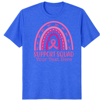 Custom Breast Cancer Support Squad Rainbow Shirt, Personalized Pink Ribbon Tee