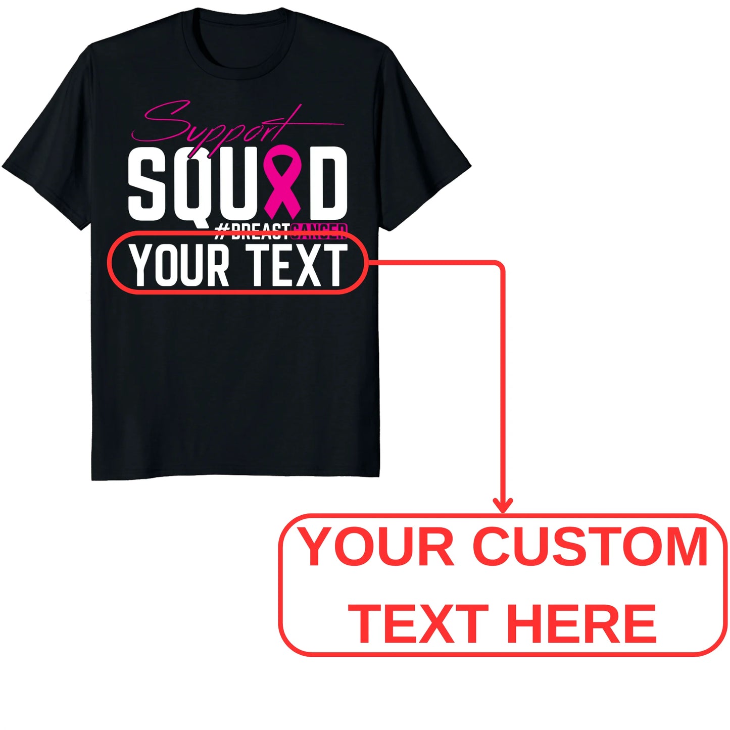 Custom Breast Cancer Support Squad for My Warrior Shirt, Personalized Pink Ribbon Support Tee