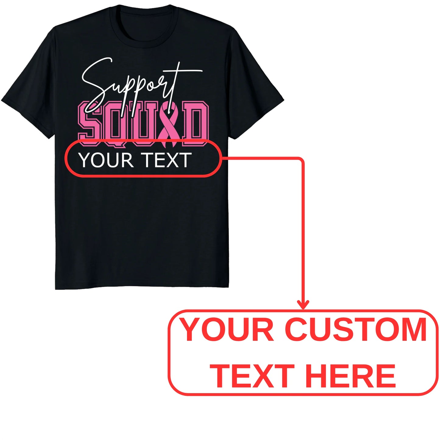Personalized Breast Cancer Support Squad Shirt, Custom Pink Ribbon Matching Tee